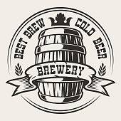 Badge with a barrel beer on white background. The text is in a separate group.