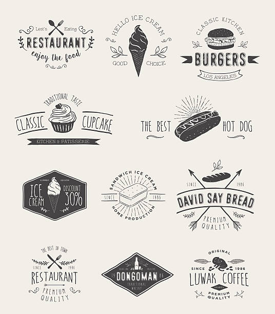 Badges set for food vector art illustration