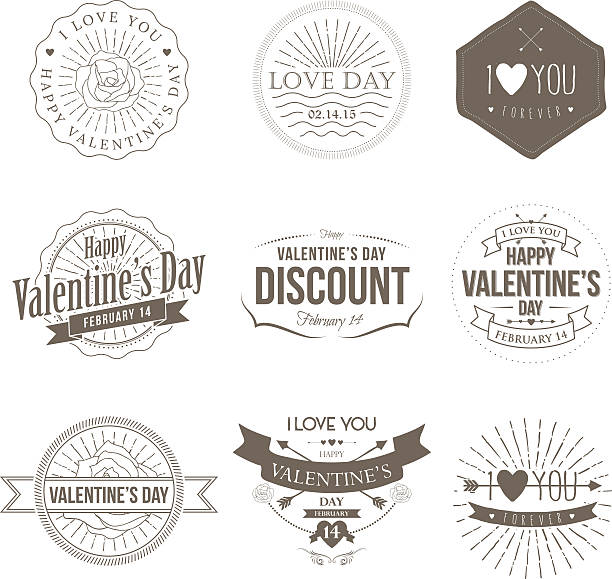 Badges Valentine Vintage vector art illustration