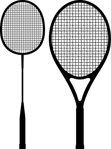 Badminton Racket and Tennis Racket Silhouettes
