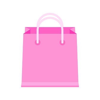 Bag Paper Pink For Icon Isolated On White Cardboard Pink Handle Bag For ...