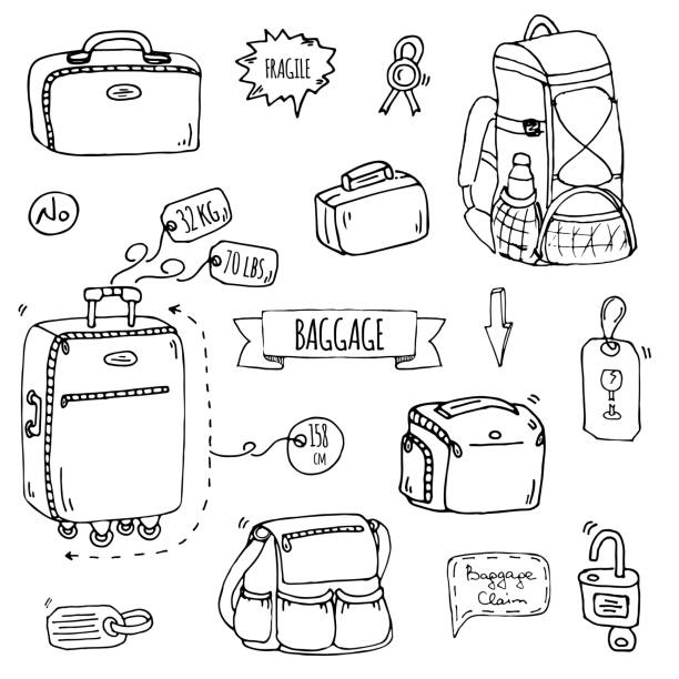 Baggage icons set vector art illustration