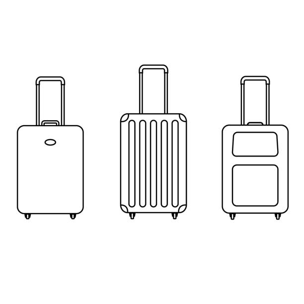 illustrazioni stock, clip art, cartoni animati e icone di tendenza di bagaglio, icona della linea bagagli su sfondo bianco - suitcase