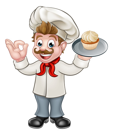 Baker Holding Cake Cartoon Mascot Stock Illustration - Download Image ...