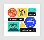 istock Bakery Concept, Line Style Vector Illustration 1354416455