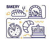 istock Bakery Concept, Line Style Vector Illustration 1383848193