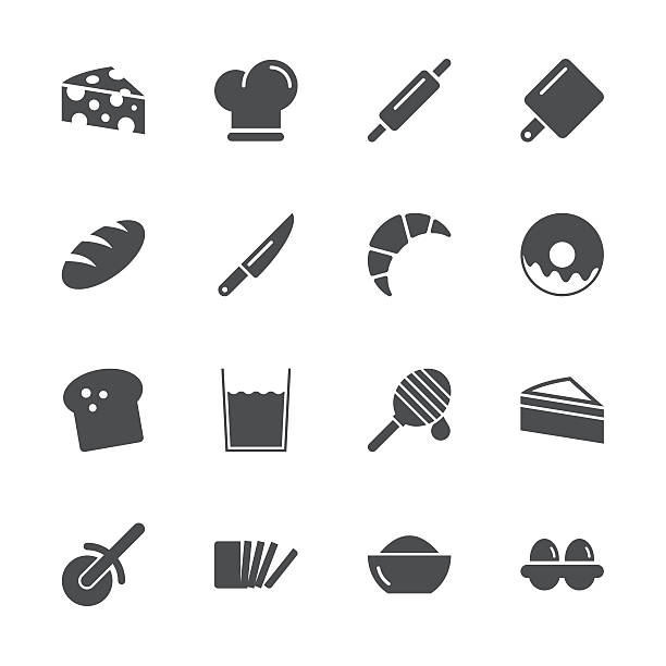 Bakery Icons - Gray Series Bakery Icons Gray Series Vector EPS File. breakfast silhouettes stock illustrations