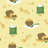 istock Bakery products and flour. Seamless pattern. 1400016795