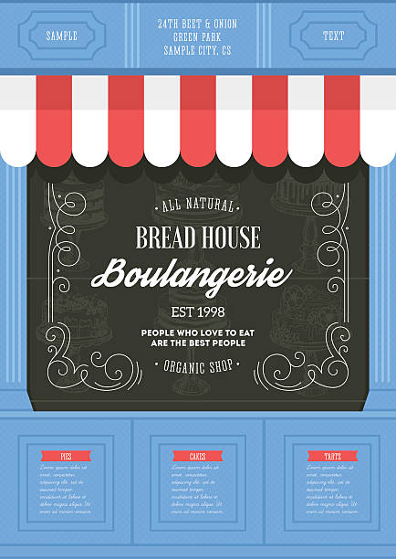 Bakery shop design template. Bread house. Vector illustration EPS 8 supermarket borders stock illustrations