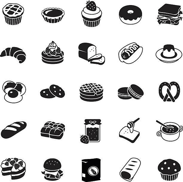 Bakery vector icons Bakery glyph vector icons sandwich icons stock illustrations