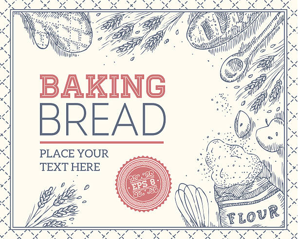 Baking Bread Template EPS 8 kitchen borders stock illustrations