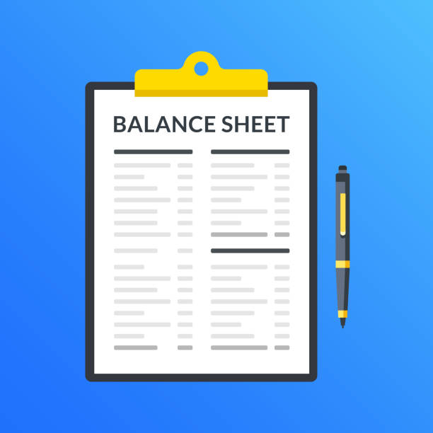 Balance sheet. Clipboard with financial statement, financial report and pen. Modern flat design graphic elements. Vector illustration Balance sheet. Clipboard with financial statement, financial report and pen. Modern flat design graphic elements. Vector illustration bank statement stock illustrations
