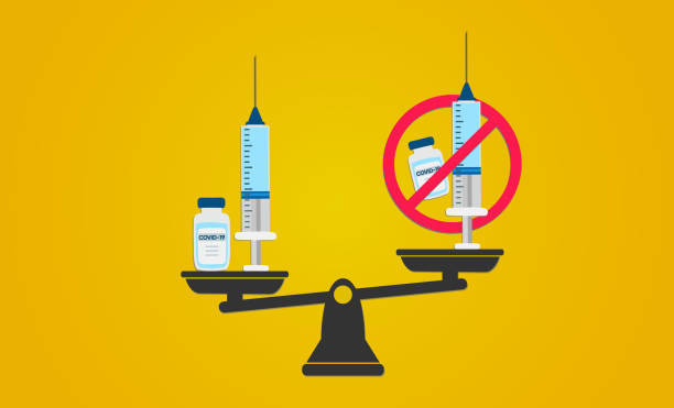 Balance vaccination and anti-vaccination. Vaccination or Anti-vaccination concept, vector Balance vaccination and anti-vaccination. Vaccination or Anti-vaccination concept, vector illustration anti vaccination stock illustrations