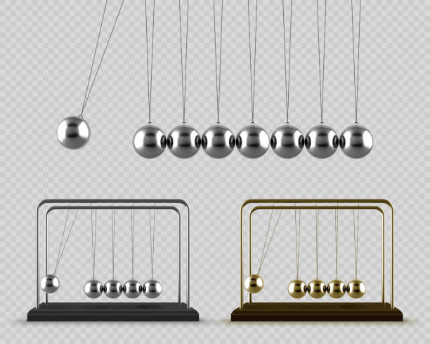 Balancing balls Newton's Cradle. Newton's Cradle swinging isolated on transparent background vector art illustration