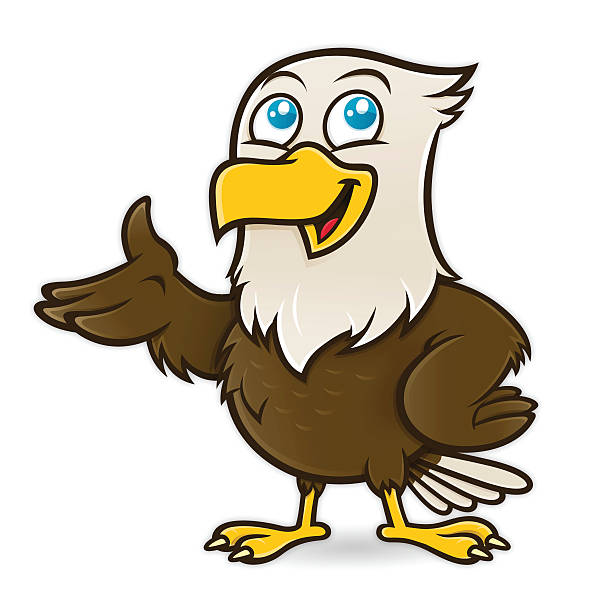 stockillustraties, clipart, cartoons en iconen met bald eagle bird cartoon character mascot - eagle cartoon