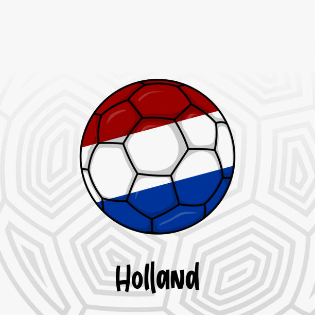 Ball Flag of Netherlands Ball Flag of Netherlands, Football championship banner, Vector illustration of abstract soccer ball with Netherlands national flag colors for template design michigan football stock illustrations