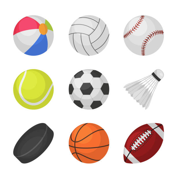 球類運動。體育兒童球排球棒球網球足球足球班賓頓籃球籃球橄欖球運動向量 - 排球 團體運動 幅插畫檔、美工圖案、卡通及圖標