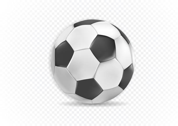 ball isolated on background Realistic soccer Ball With Classic Design Isolated On White Background. Vector Illustration. background of a classic black white soccer ball stock illustrations