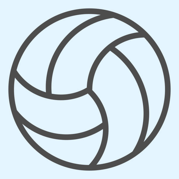 球線圖示。排球比賽，夏天沙灘上打球。運動向量設計理念，白色背景上輪廓樣式象形圖，用於網頁和應用。 - 排球 球 插圖 幅插畫檔、美工圖案、卡通及圖標