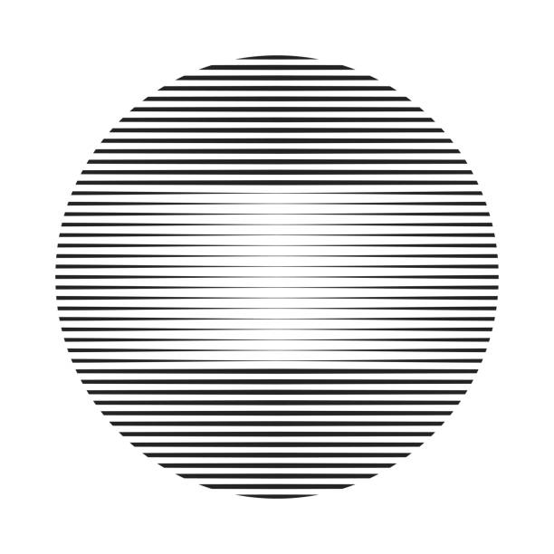 ball or sphere shape with variable thickness lines ball or sphere shape with variable thickness lines. striped texture with copy-space for you logo design. high key stock illustrations