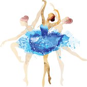 istock Ballerina in blue vector watercolor 483787596