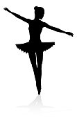 A high quality detailed silhouette of a ballet dancer dancing