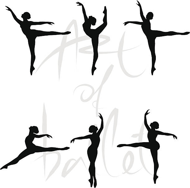 Ballet Dancer Dancer performs the dance dancing silhouettes stock illustrations