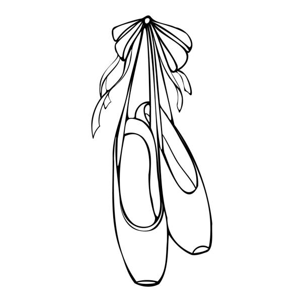 Ballet pointe shoes with bow Image ballet pointes on the white background dancing drawings stock illustrations