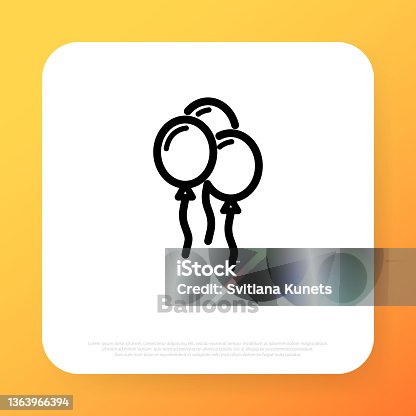 istock Ballons icon. Birhday or new year party. Celebration concept. Vector line icon for Business and Advertising 1363966394