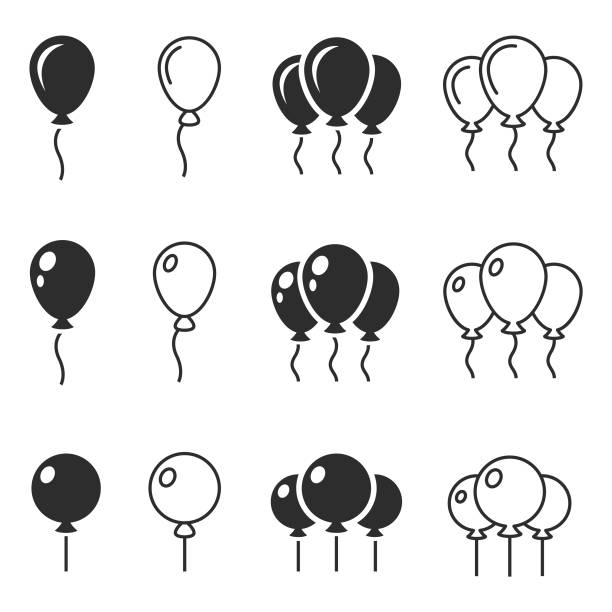 bildbanksillustrationer, clip art samt tecknat material och ikoner med ballong ikonen vektor - balloons