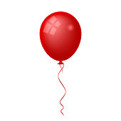 Red shiny balloon isolated on white background.