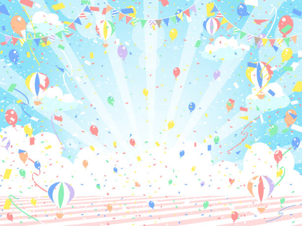 氣球和五彩紙屑 - 舞會 插圖 幅插畫檔、美工圖案、卡通及圖標
