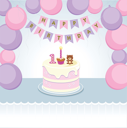 Balloons for little girl first birthday