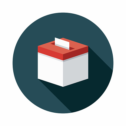 Ballot Box Flat Design Elections Icon with Side Shadow
