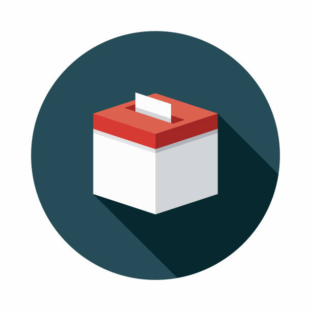 Ballot Box Flat Design Elections Icon with Side Shadow A colored flat design politics and election icon with a long side shadow. Color swatches are global so it’s easy to edit and change the colors. ballot box stock illustrations