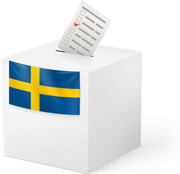 bildbanksillustrationer, clip art samt tecknat material och ikoner med ballot box with voicing paper. sweden - val sverige