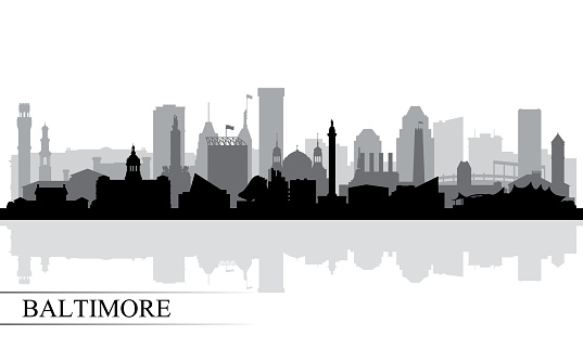 Baltimore city skyline silhouette background