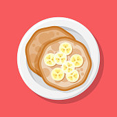 A pancake on a plate. File is built in the CMYK color space for optimal printing. Color swatches are global so it’s easy to change colors across the document.