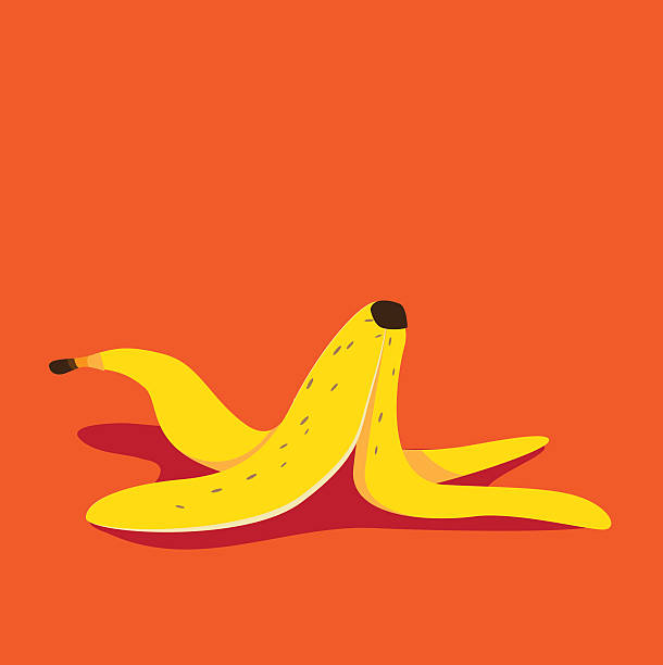 Banana peel icon flat design pop art illustration vector art illustration