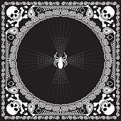 vector of bandana pattern skull and spider