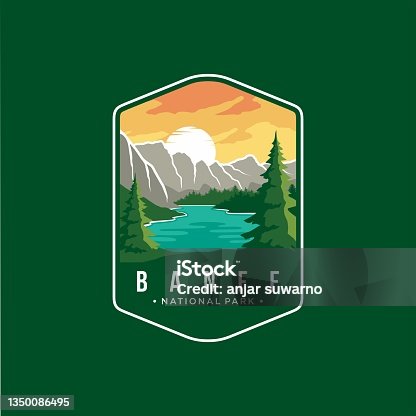 istock Banff National Park Emblem patch icon illustration on dark background 1350086495