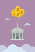 istock Bank float in the sky by US dollar symbol balloon 1298113539