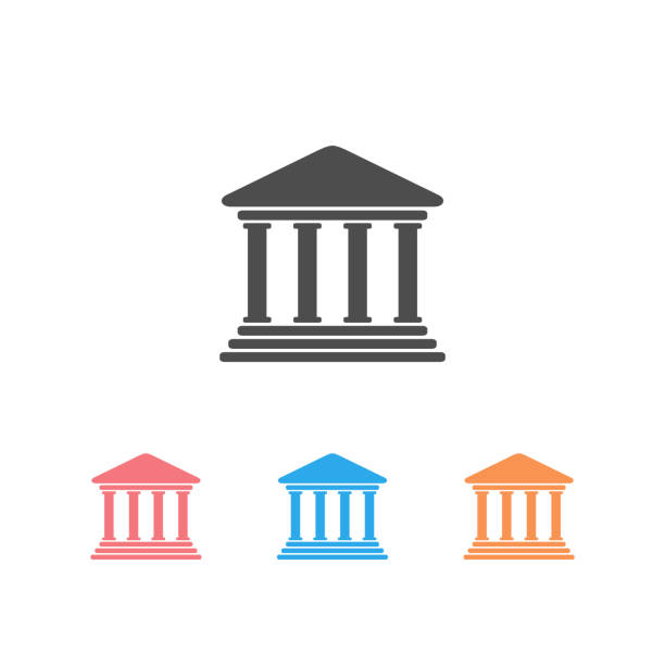 banka simgesi beyaz arka plan üzerinde sembol ayarlayın.  vektör - hükümet stock illustrations