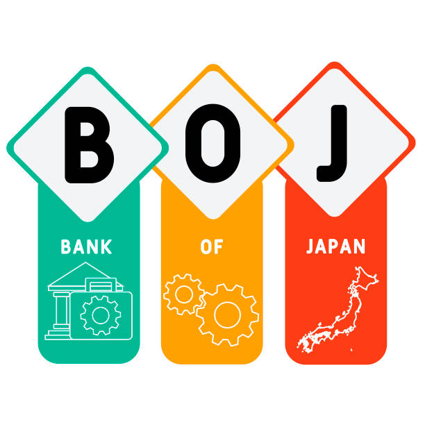 BOJ - Bank Of Japan acronym BOJ - Bank Of Japan acronym. business concept background. vector illustration concept with keywords and icons. lettering illustration with icons for web banner, flyer, landing pag BANK OF JAPAN  stock illustrations