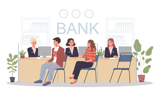 illustrations, cliparts, dessins animés et icônes de employés de bureau de banque - banquier