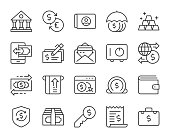 Banking and Accounting Light Line Icons Vector EPS File.