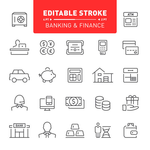 illustrations, cliparts, dessins animés et icônes de icônes banque et finance - banquier