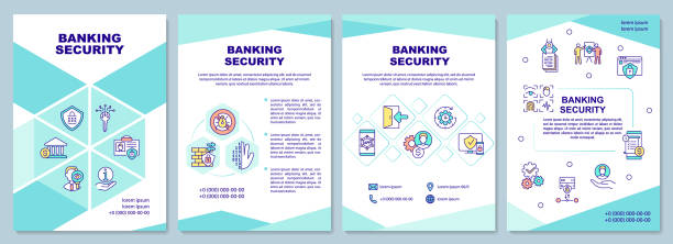 ilustrações de stock, clip art, desenhos animados e ícones de banking security brochure template - linha artigo de costura