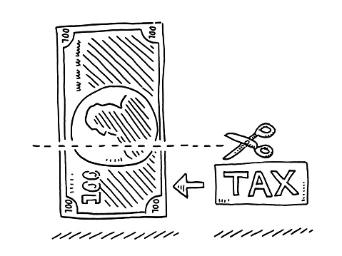 Banknote Tax Cut Scissors Symbol Drawing