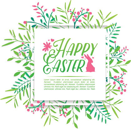 Banner Design Template With Floral Decoration For Spring Easter